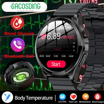 Новые Умные часы ECG + PPG Для Мужчин, неинвазивные умные часы для измерения уровня глюкозы в крови, мужские часы с Bluetooth-вызовом, женские часы для мониторинга здоровья Для мужчин
