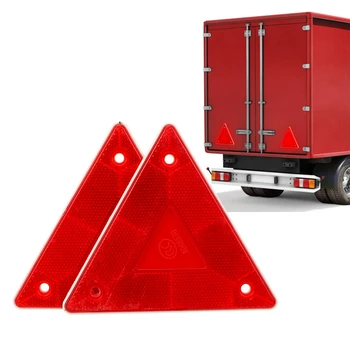 Треугольный предупреждающий светоотражающий знак Остановки, красный, 2 шт., табличка безопасности для грузовика, задний Светоотражающий знак