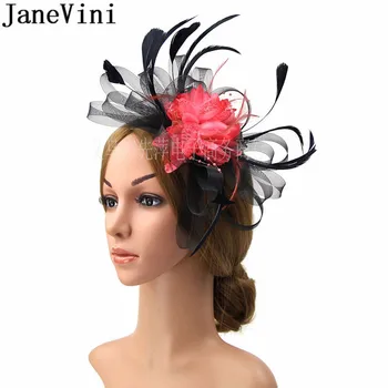 JaneVini 2020, Винтажные свадебные аксессуары для волос с цветами, повязка на голову, перья, Женские свадебные шляпы и чародейки, Женские шляпы невесты