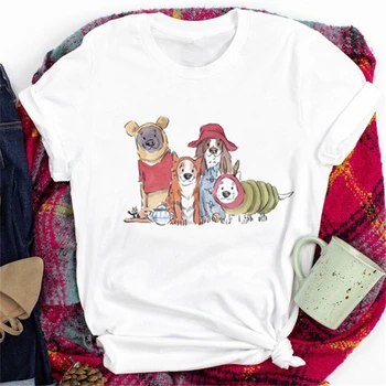 Женская футболка, Топ с Рождественским принтом, Белый Женский Новогодний Рождественский подарок, Короткий рукав, Милый Топ с рисунком собаки, Футболка для девочек