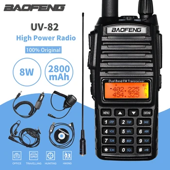 Высокая Мощность 8 Вт Baofeng UV-82 Портативная Рация UV82 Двухдиапазонный УКВ/UHF FM-Трансивер 10 Км Дальний Охотничий Двухсторонний Ham CB Радио