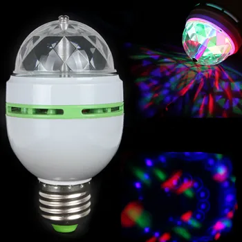 Лидер продаж! 3 Вт RGB LED Мини-Светильник для Вечеринки, Лампа для Танцевальной Вечеринки, Праздничные Огни, Автоматическая Вращающаяся Новая цветная Лампа E27 для танцев, Бесплатная Доставка