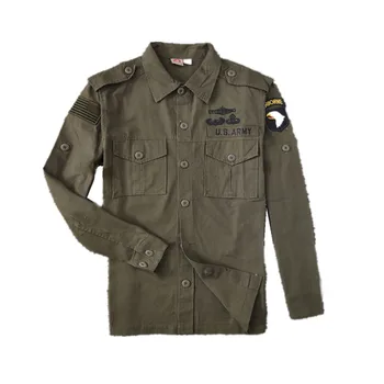 Американская 101 Воздушно-десантная Тактическая рубашка С Отворотом Военного Спецназа Уличная Куртка Тренировочное Пальто Ретро Хлопок