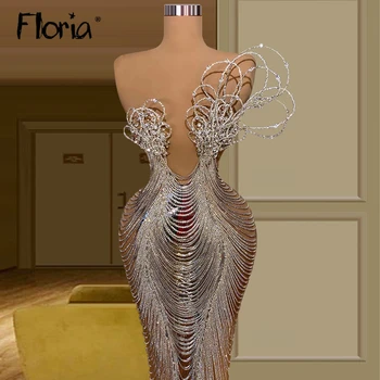 Floria Fashion Русалка без бретелек Роскошное Вечернее платье с бриллиантами и кисточками на 2023 год Элегантные Вечерние платья для выпускного вечера на заказ