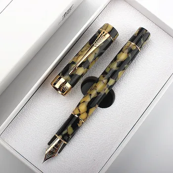 Jinhao 100 Перьевая ручка FIine Nib EF с красивым мраморным оранжевым рисунком, Чернильная ручка для письма, подарок для офиса, бизнеса