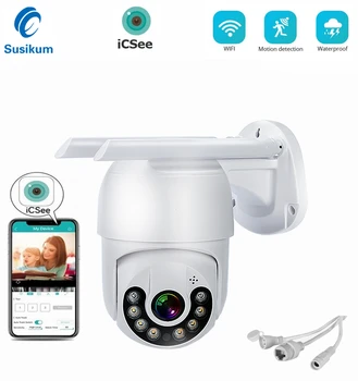 8MP 4K Наружная камера iCSee WIFI Водонепроницаемая двухсторонняя скоростная купольная IP-камера безопасности Цветного ночного видения
