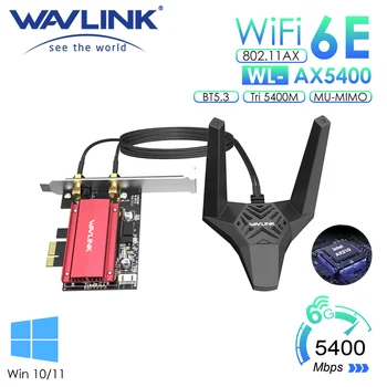 Wavlink 5400 Мбит/с Intel WiFi Адаптер 6E AX210 PCIe Bluetooth 5,3 2,4 G/5G/6 ГГц 802.11AX Сетевая карта PCI Express Для ПК Win10/11