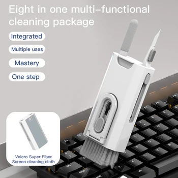 Q8 8 In1 Многофункциональный набор для чистки наушников Клавиатуры Съемник ключей Очиститель мобильного экрана Встроенный костюм для чистки от выпадения