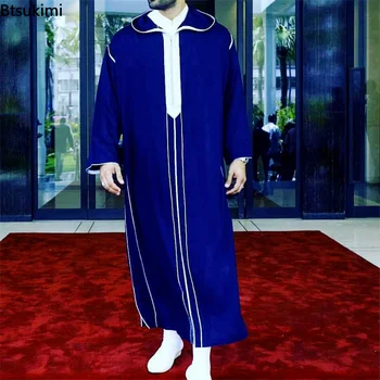 2023 Новая Традиционная мусульманская одежда Ид Ближнего Востока Для мужчин, Тобе, Арабские мусульманские халаты с длинными рукавами, Подарки для мужа, Джубба Тобе