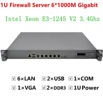 Сетевой маршрутизатор с брандмауэром 1U и 6 портами локальной сети с четырехъядерным процессором Xeon E3-1245 V2 3,4 ГГц