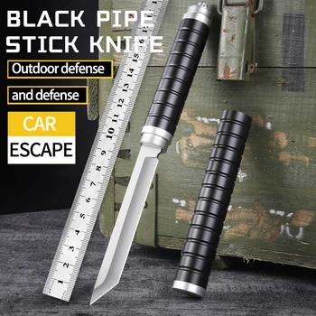 Черное оружие для защиты автомобиля, нож для защиты на открытом воздухе, охотничий нож, нож для выживания, палка с фиксированным лезвием, средний нож, тактический нож