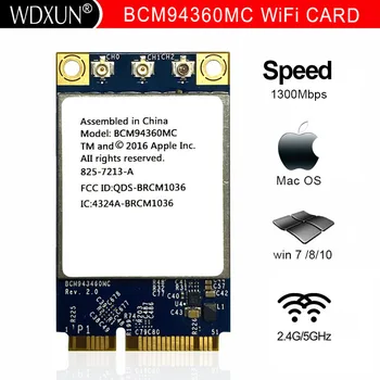 Оригинальная беспроводная сетевая карта Broadcom BCM94360MC полноразмерного формата Mini PCI-E dual band 2,4 G 5G 802.11AC a/b/g/n 1300 Мбит/с для MAC OS