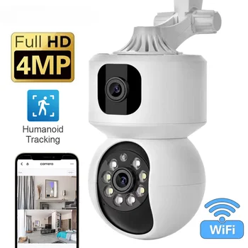 WiFi HD IP-камера с двойным объективом, Автоматическое отслеживание AI, Радионяня, Обнаружение человека, Беспроводная Домашняя камера видеонаблюдения