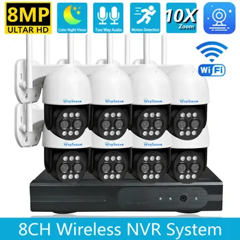Mvpsecam 8CH NVR 8MP Беспроводная Система видеонаблюдения Водонепроницаемая Наружная P2P WiFi IP Камера Безопасности Комплект Видеонаблюдения NVR Set