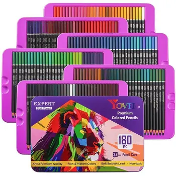 Набор профессиональных цветных карандашей KALOUR 180 цветов, Нетоксичные масляные карандаши для рисования, набор для рисования эскизов, цветной карандаш