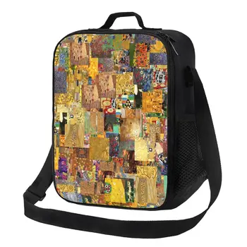 Женские сумки для ланча с изоляцией от Gustav Klimt Painting Art, портативный кулер, термос для еды, школьный ланч-бокс