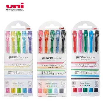 5 шт./компл. Оконная флуоресцентная ручка Japan Uni PUS-103T, Двухголовая цветная маркерная книга для студентов, Маркировочная ручка Kawaii для ключей