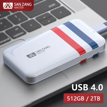 SANZANG USB 4.0 Портативный Твердотельный накопитель Type C SSD Внешний жесткий диск 2 ТБ 512 ГБ 40 Гбит/с Высокоскоростной PSSD HD для Портативных ПК Xbox