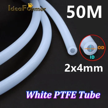 IdeaFormer 50m PTFE Трубка Белая трубка 2x4 мм для 1,75 мм или 3 мм нити накала Hotend V5 V6 Ptfe Сантехника аксессуаров для 3D-принтера