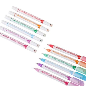 Набор ручек-хайлайтеров 69HA, 6 фломастеров Flownwing Flair с 6 различными формами и тонкими наконечниками, цветные ручки-хайлайтеры