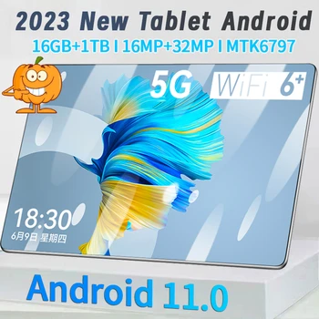 2023 Новый 11,6-дюймовый планшет Android 11,0 16 ГБ ОЗУ 1 ТБ ПЗУ Max Tablette Network 8800 мАч Планшеты 16MP 32MP Wifi 10 Core